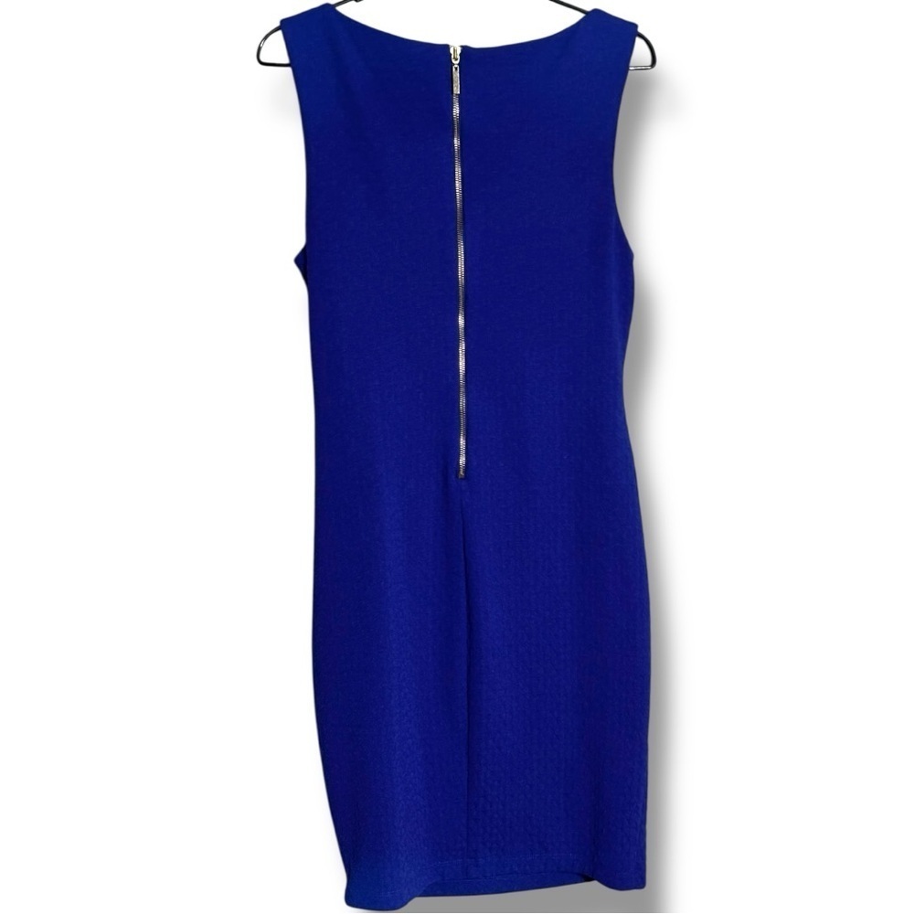 Bisou Bisou Asymmetrical Side Rouching Sleeveless Boat NeckRoyal Blue Mini Dress - Picture 16 of 16